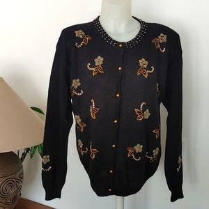 Vintage Dana Scott Beaded Embellished Cardigan Sweater